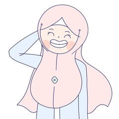 muslim girl is shy , smiling hijab girl , muslim girl smiles