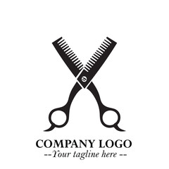 Black and White Barbershop Logo in Classic Vintage Vector Design for Modern Grooming and Style