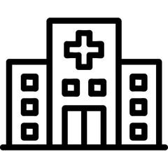 Obraz premium Hospital building with medical cross outline icon vector