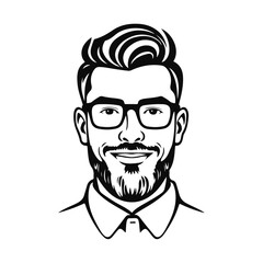 Man icon, businessman avatar vector, office worker icon, hipster face design, graphic male portrait, businessman avatar, bearded man, office worker, hipster face, male portrait