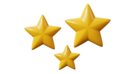 Isolated shiny yellow stars, symbol of success and motivation, awards, decoration material