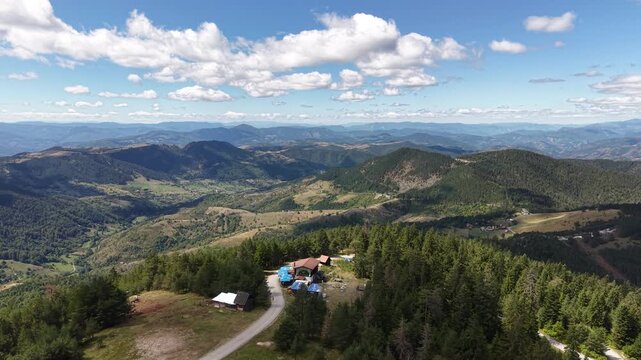 Aerial View of Zlatibor Mountain Green Hills From Tornik Peak on Sunny Summer Day, Serbia