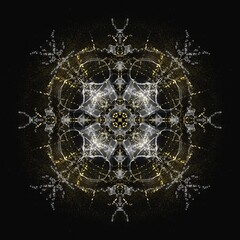 Snowflake Lumina – White Crystal Mandala on Black