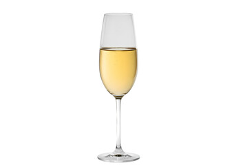 Elegant Champagne Flute Sparkling Wine in Crystal Glassware isolated on transparent background