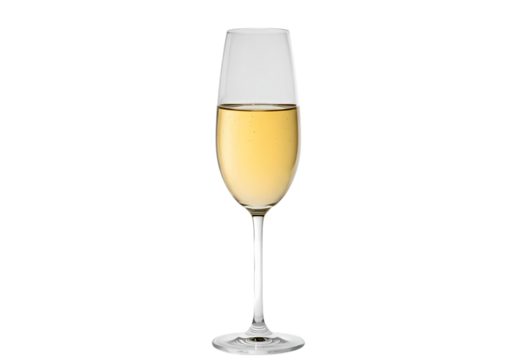 Elegant Champagne Flute Sparkling Wine in Crystal Glassware isolated on transparent background