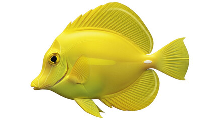 Isolated Bright Yellow Tang Fish Swimming Aquatic Tropical Creature Marine Life Underwater