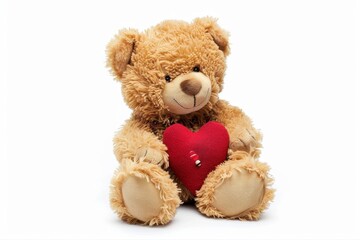 Adorable Teddy Bear Love Plush Valentine Present Sweet Heart Toy for Kids on transparent background