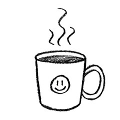 Cute cup of tea or coffee with rising steam Simple mug clipart Cozy home doodle Single element for print, web, design, decor