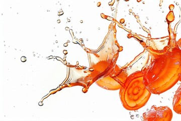 Refreshing orange drink splash fruit slices liquid explosion sweet summer on transparent background