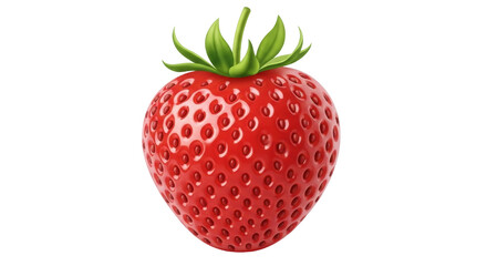 Isolated Strawberry, ripe and red, with green leaves, a flavorful and nutritious fresh fruit
