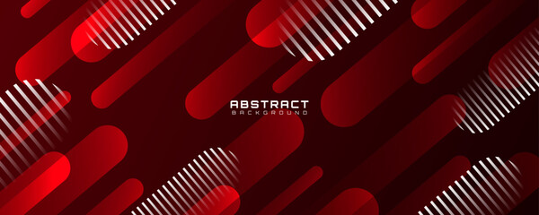 Abstract red geometric background with diagonal rounded lines and white stripes, modern futuristic layout for banner, poster, digital presentation, web design, and corporate template