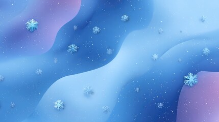 Abstract Winter Background with Soft Waves and Snowflakes, Perfect for Seasonal Themes, Holiday Cards, and Cool Color Palettes in Design Projects