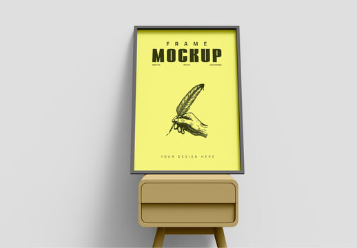 Picture Frame Mockup on Sideboard Table