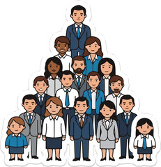 Diverse Group of Smiling Business Professionals in a Hierarchical Pyramid Structure