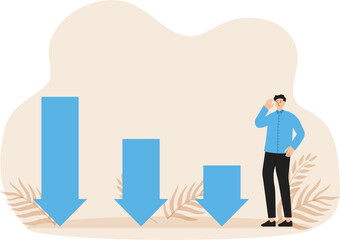 Stock market decline in crisis or bubble burst, investment or economic recession, career dead end or financial risk concept
