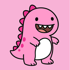 Cute Pink Dino With Happy Smile