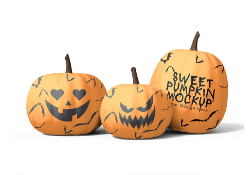 Spooky Halloween Pumpkin PSD Mockup