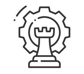 Chess piece with gear represents strategy and innovation