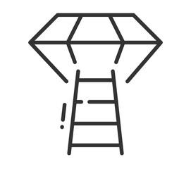 Parachute landing with suspended ladder icon in minimalist style