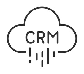 Cloud crm icon: simple line art with cloud computing and business integration theme