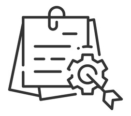 Document icon with clipboard and gear symbol for settings and configuration