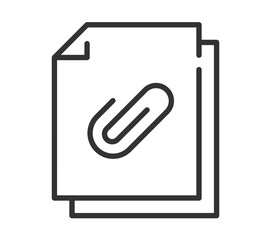 Paper document icon with paperclip symbol in simple line art style