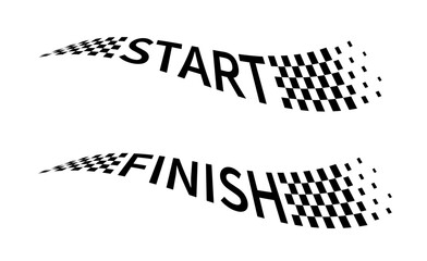Start and finish flag. Race flag. Checkered flag. Racing stripes. Race motorsport graphics. Vector illustration