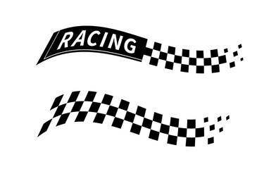 Race flag. Checkered flag. Racing stripes. Race motorsport graphics. Vector illustration