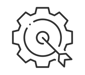 Gear with arrow symbolizing process optimization and progress