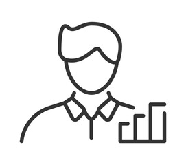 Abstract icon of businessman with bar graph highlighting success and growth