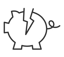 Minimalistic outline of piggy bank with arrow symbolizing savings and investments