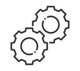 Outlined gears icon representing mechanical engineering and industrial processes