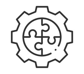 Gear puzzle icon representing teamwork and problem solving concept