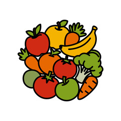 Colorful Fruits & Vegetables Vectors for Education and Design