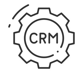 Crm gear icon with upward arrow symbolizing business growth in customer relationship management