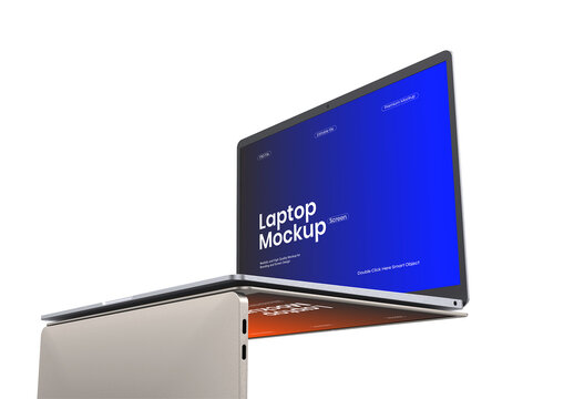Floating Laptop Computer Screen Mockup Template