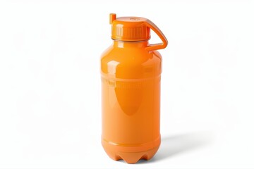 Orange Bottle with Handle on White Plastic Container Design Water Bottle on transparent background