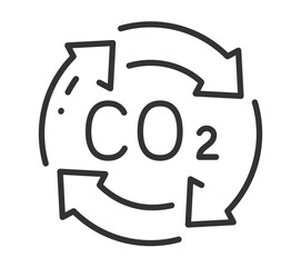 Co2 emissions reduction concept with recycling arrows illustration
