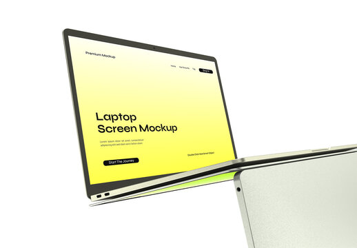 Isolated Floating Laptop Mockup PSD Template