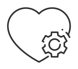 Fototapeta na wymiar Heart icon with gear symbolizing health and technology integration