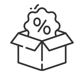 Discount box icon: unpacking special offers and promotions