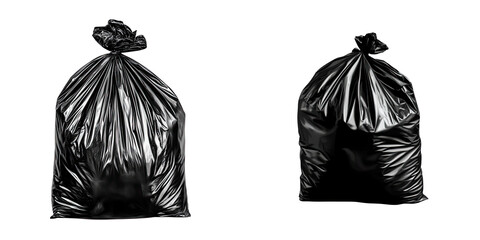 Black Garbage Bags for Waste Disposal and Organization Purposes isolated on transparent background.