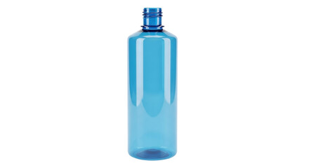 Isolated translucent blue plastic bottle, container for liquid cosmetic, hygienic product
