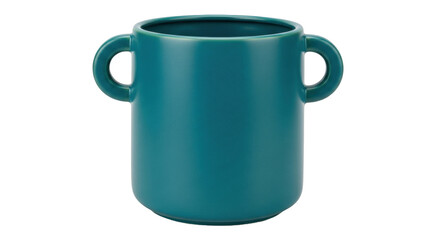 Isolated Teal Container with Handles ready for Plants or Decorations in the Home or Office