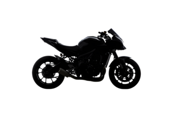 Sleek Modern Motorcycle Dark Silhouette isolated on transparent background