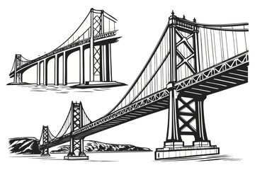 Golden Gate Bridge silhouette over the water in San Francisco, California.