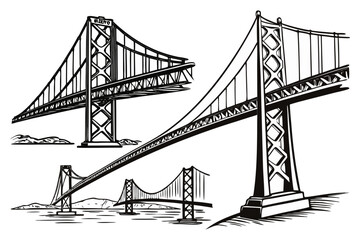 Fototapeta premium Golden Gate Bridge silhouette over the water in San Francisco, California.