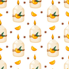 Aromatherapy Christmas Candle Seamless Pattern