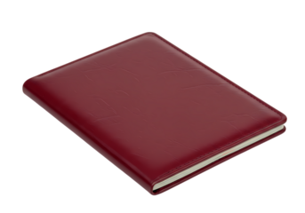 Burgundy Leather Notebook A Detailed View isolated on transparent background