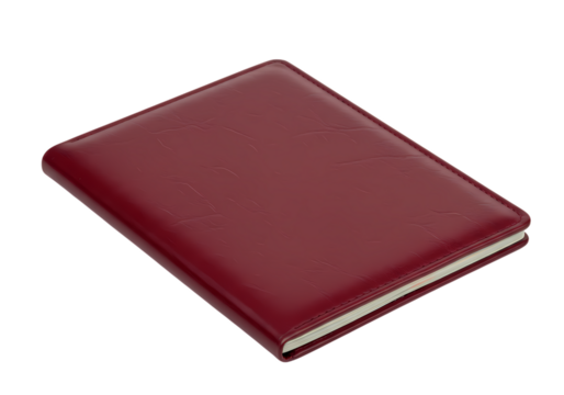 Burgundy Leather Notebook A Detailed View isolated on transparent background